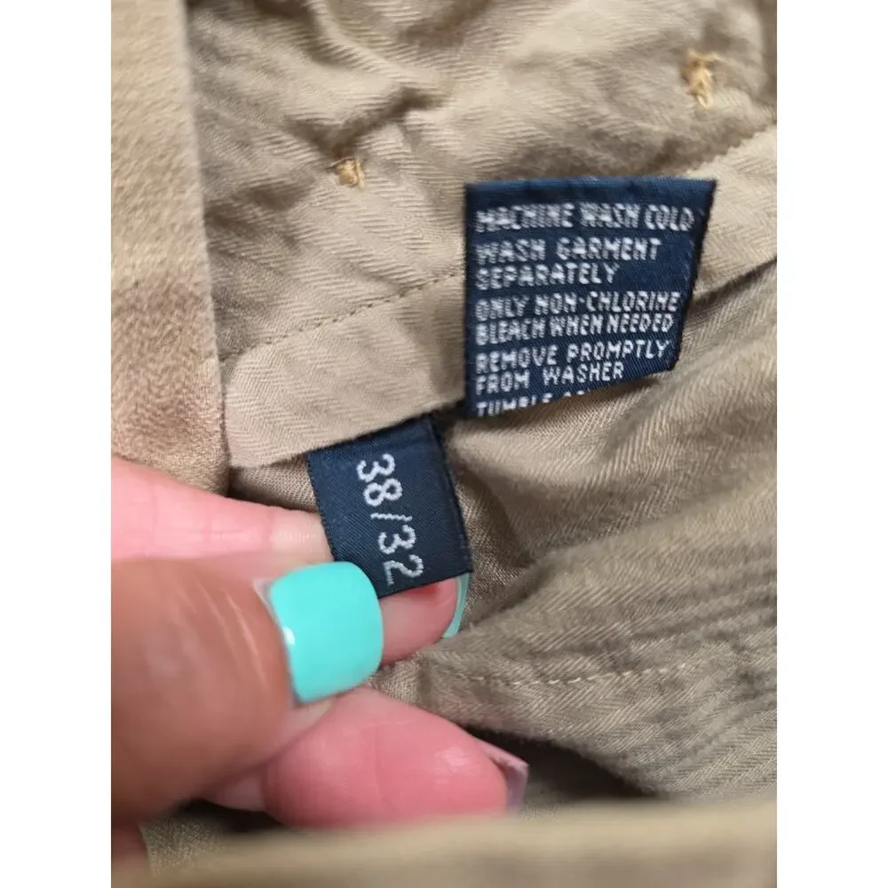 Polo Ralph Lauren Pants Mens 38 X 32 Linen Silk Blend Beachy Preppy Button Fly